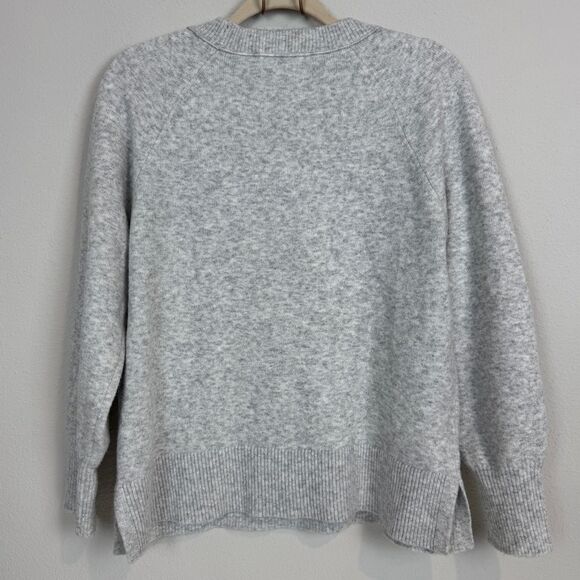 LOFT Gray V-Neck Cozy Sweater M - Picture 3 of 6